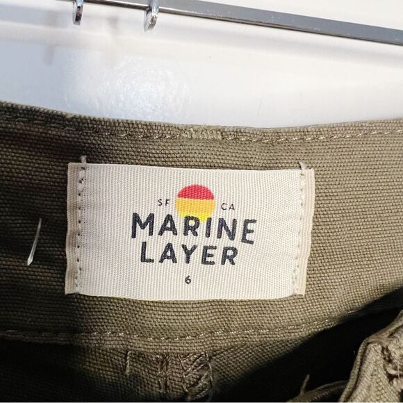 Marine Layer Olive Green Maya Utility Carpenter Mid Rise Slim Straight Pants 6 - Picture 5 of 7